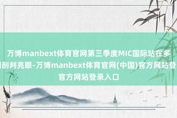 万博manbext体育官网第三季度MIC国际站在多元阛阓剖判亮眼-万博manbext体育官网(中国)官方网站登录入口
