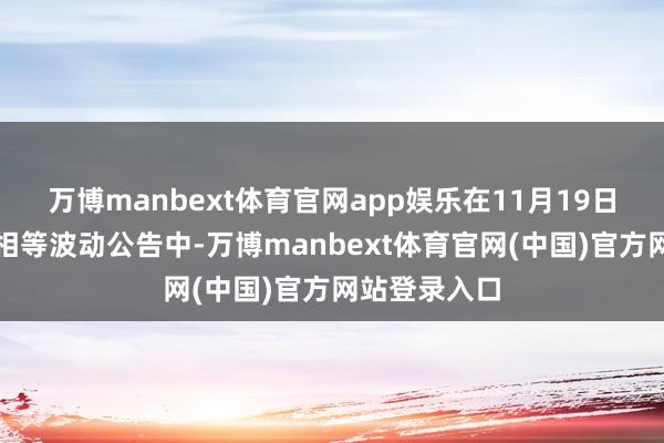 万博manbext体育官网app娱乐在11月19日的股票交游相等波动公告中-万博manbext体育官网(中国)官方网站登录入口